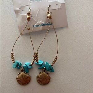 Lucky Brand Gold and Blue Teardrop Earrings